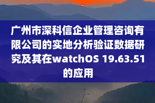 广州市深科信企业管理咨询有限公司的实地分析验证数据研究及其在watchOS 19.63.51的应用