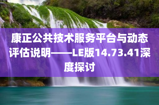 康正公共技术服务平台与动态评估说明——LE版14.73.41深度探讨