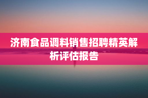 济南食品调料销售招聘精英解析评估报告