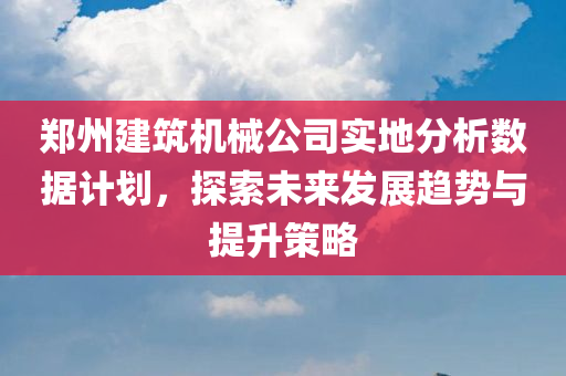 郑州建筑机械公司实地分析数据计划，探索未来发展趋势与提升策略