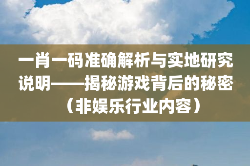 一肖一码准确解析与实地研究说明——揭秘游戏背后的秘密（非娱乐行业内容）