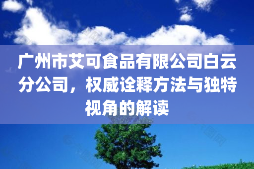 广州市艾可食品有限公司白云分公司，权威诠释方法与独特视角的解读