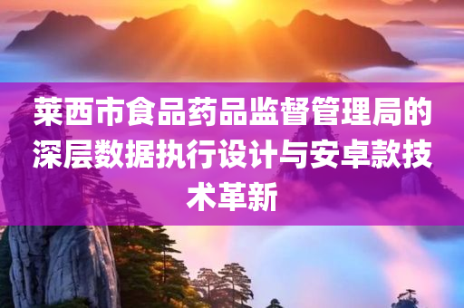 莱西市食品药品监督管理局的深层数据执行设计与安卓款技术革新