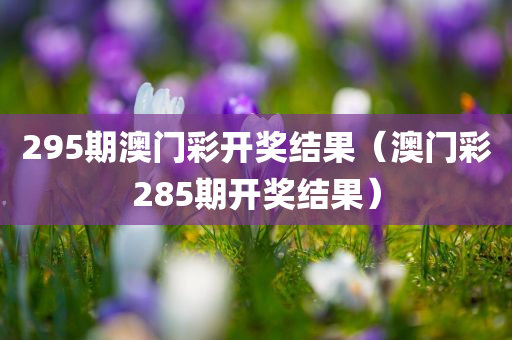 295期澳门彩开奖结果（澳门彩285期开奖结果）