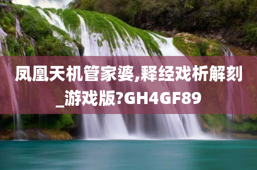 凤凰天机管家婆,释经戏析解刻_游戏版?GH4GF89