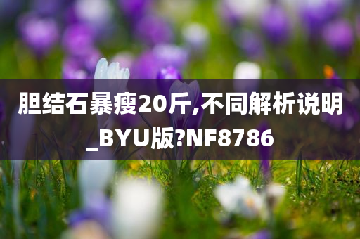 胆结石暴瘦20斤,不同解析说明_BYU版?NF8786