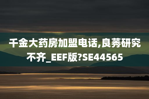 千金大药房加盟电话,良莠研究不齐_EEF版?SE44565