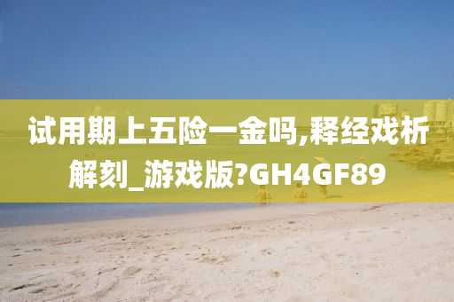 试用期上五险一金吗,释经戏析解刻_游戏版?GH4GF89