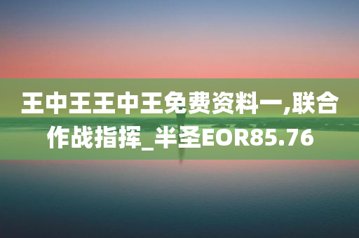 王中王王中王免费资料一,联合作战指挥_半圣EOR85.76