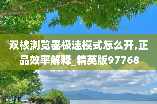 双核浏览器极速模式怎么开,正品效率解释_精英版97768