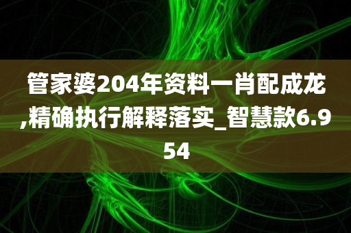 管家婆204年资料一肖配成龙,精确执行解释落实_智慧款6.954