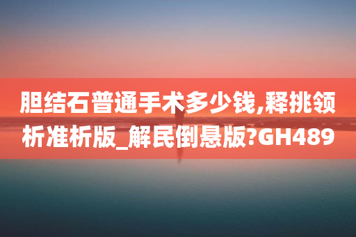 胆结石普通手术多少钱,释挑领析准析版_解民倒悬版?GH489