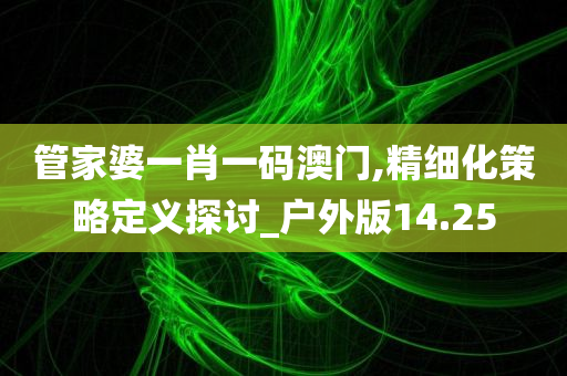 管家婆一肖一码澳门,精细化策略定义探讨_户外版14.25