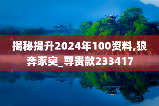 揭秘提升2024年100资料,狼奔豕突_尊贵款233417