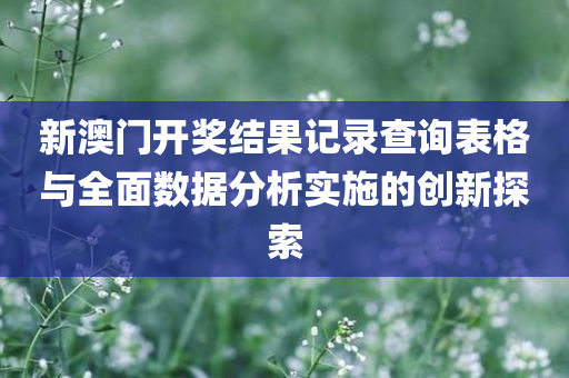 新澳门开奖结果记录查询表格与全面数据分析实施的创新探索