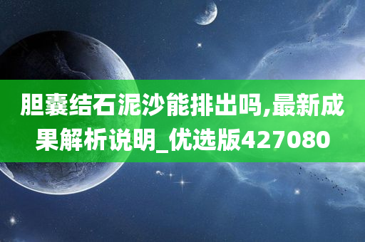 胆囊结石泥沙能排出吗,最新成果解析说明_优选版427080