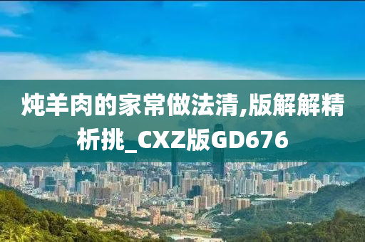 炖羊肉的家常做法清,版解解精析挑_CXZ版GD676