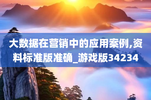 大数据在营销中的应用案例,资料标准版准确_游戏版34234