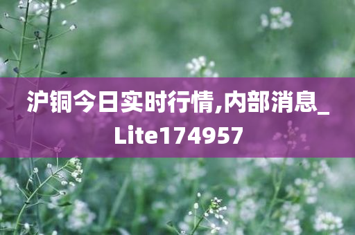 沪铜今日实时行情,内部消息_Lite174957