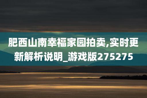 肥西山南幸福家园拍卖,实时更新解析说明_游戏版275275