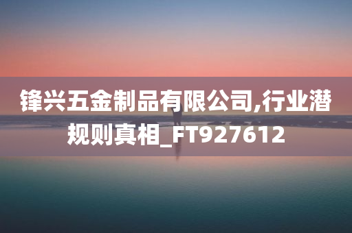 锋兴五金制品有限公司,行业潜规则真相_FT927612