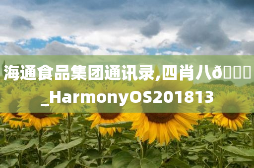 海通食品集团通讯录,四肖八🐎_HarmonyOS201813