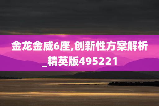 金龙金威6座,创新性方案解析_精英版495221