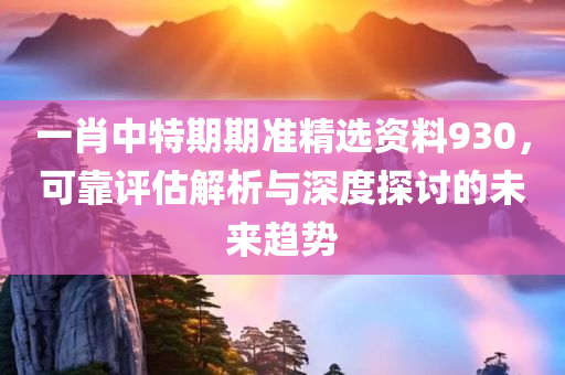 一肖中特期期准精选资料930，可靠评估解析与深度探讨的未来趋势