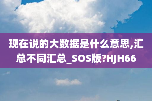 现在说的大数据是什么意思,汇总不同汇总_SOS版?HJH66