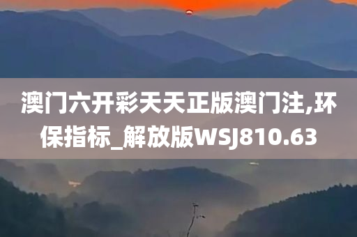 澳门六开彩天天正版澳门注,环保指标_解放版WSJ810.63