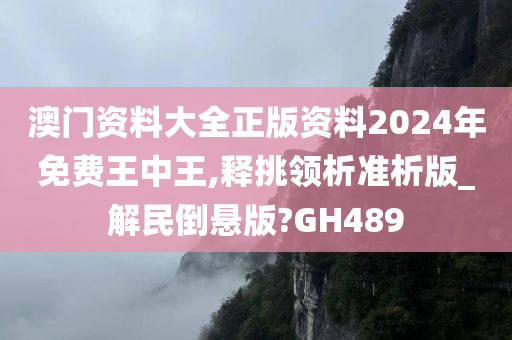 澳门资料大全正版资料2024年免费王中王,释挑领析准析版_解民倒悬版?GH489