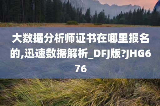 大数据分析师证书在哪里报名的,迅速数据解析_DFJ版?JHG676