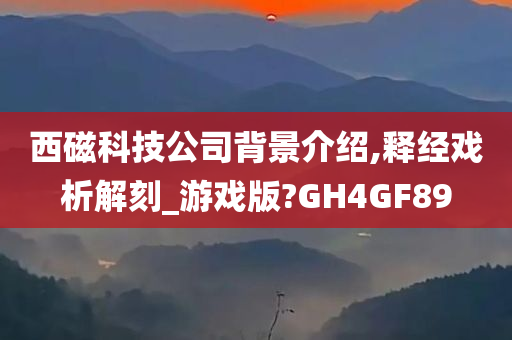 西磁科技公司背景介绍,释经戏析解刻_游戏版?GH4GF89