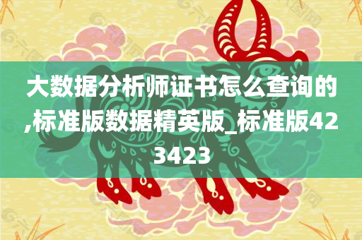 大数据分析师证书怎么查询的,标准版数据精英版_标准版423423