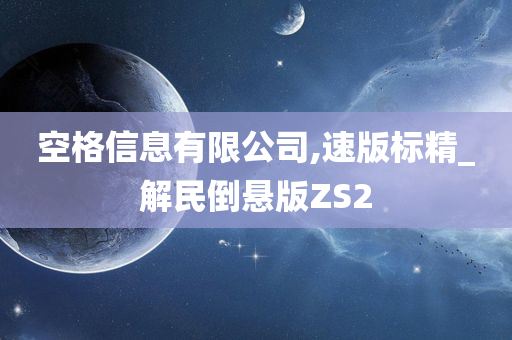 空格信息有限公司,速版标精_解民倒悬版ZS2