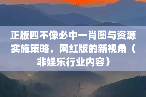 正版四不像必中一肖图与资源实施策略，网红版的新视角（非娱乐行业内容）