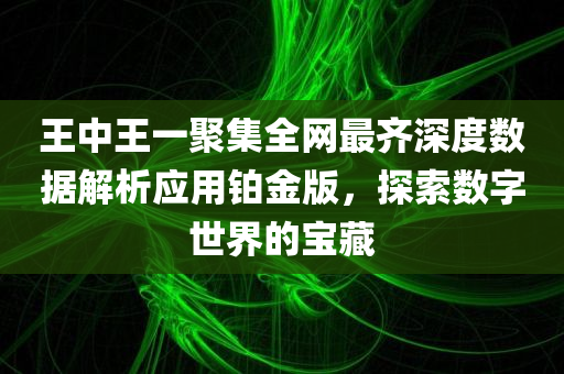 王中王一聚集全网最齐深度数据解析应用铂金版，探索数字世界的宝藏