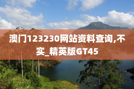 澳门123230网站资料查询,不实_精英版GT45