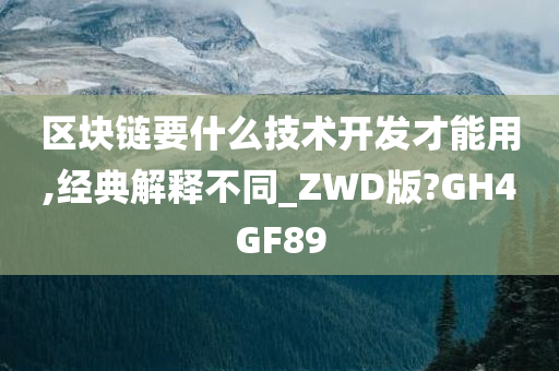 区块链要什么技术开发才能用,经典解释不同_ZWD版?GH4GF89