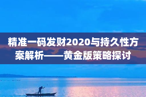 精准一码发财2020与持久性方案解析——黄金版策略探讨