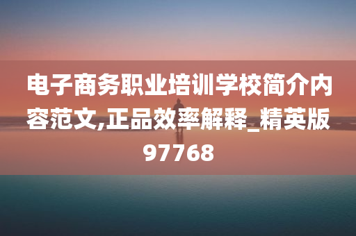 电子商务职业培训学校简介内容范文,正品效率解释_精英版97768