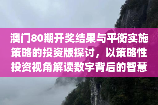 澳门80期开奖结果与平衡实施策略的投资版探讨，以策略性投资视角解读数字背后的智慧