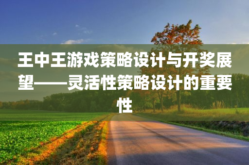 王中王游戏策略设计与开奖展望——灵活性策略设计的重要性