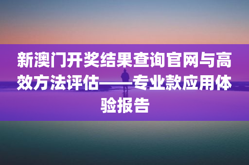 新澳门开奖结果查询官网与高效方法评估——专业款应用体验报告