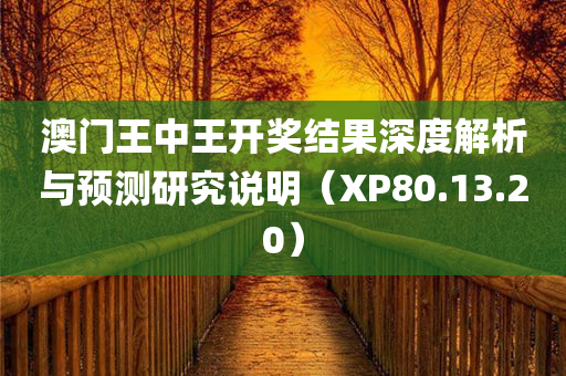 澳门王中王开奖结果深度解析与预测研究说明（XP80.13.20）