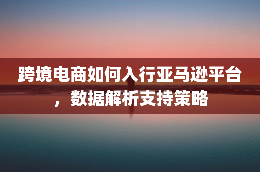 跨境电商如何入行亚马逊平台，数据解析支持策略