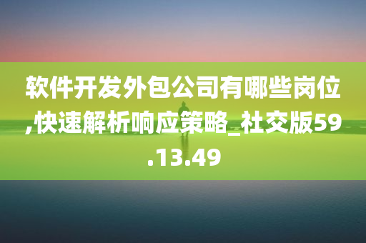 软件开发外包公司有哪些岗位,快速解析响应策略_社交版59.13.49