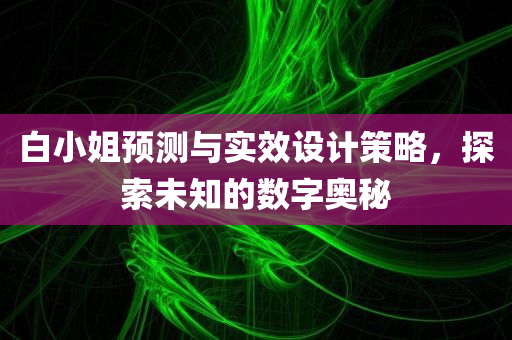 白小姐预测与实效设计策略，探索未知的数字奥秘