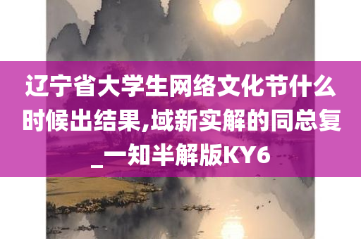 辽宁省大学生网络文化节什么时候出结果,域新实解的同总复_一知半解版KY6