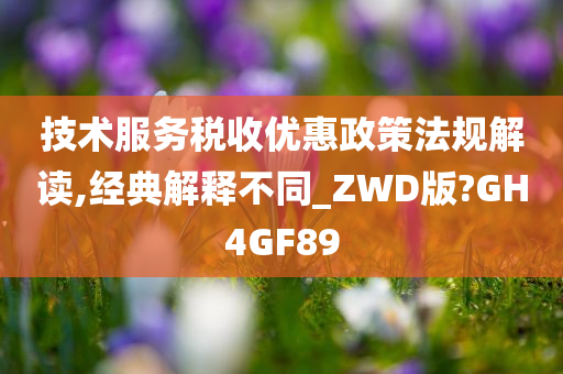 技术服务税收优惠政策法规解读,经典解释不同_ZWD版?GH4GF89